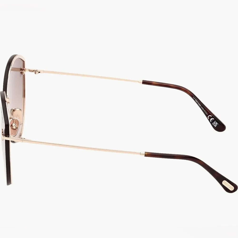Tom Ford Evangeline 63mm Oversized Gradient Cat Eye Sun glasses rose gold/brown
